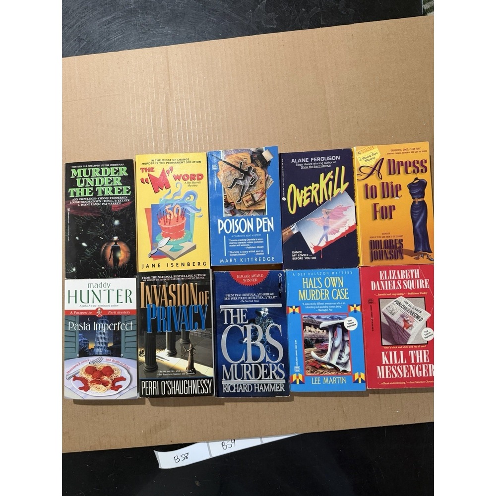 Lot of 10 random murder mystery novel paperback books, various‎ authors B58
